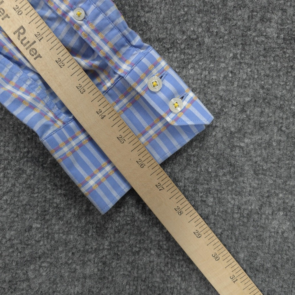 Robert Graham Shirt‎ Mens XL Blue Plaid Contrast Flip Cuff Casual Dress Preppy - Picture 10 of 10